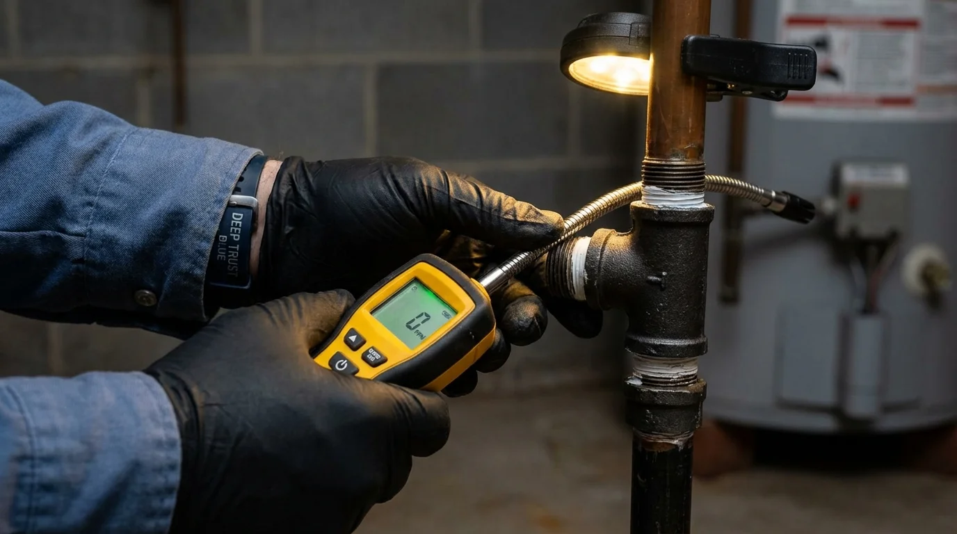 Gas leak detection with electronic sniffer by Johns Plumbing LLC in Lahaina