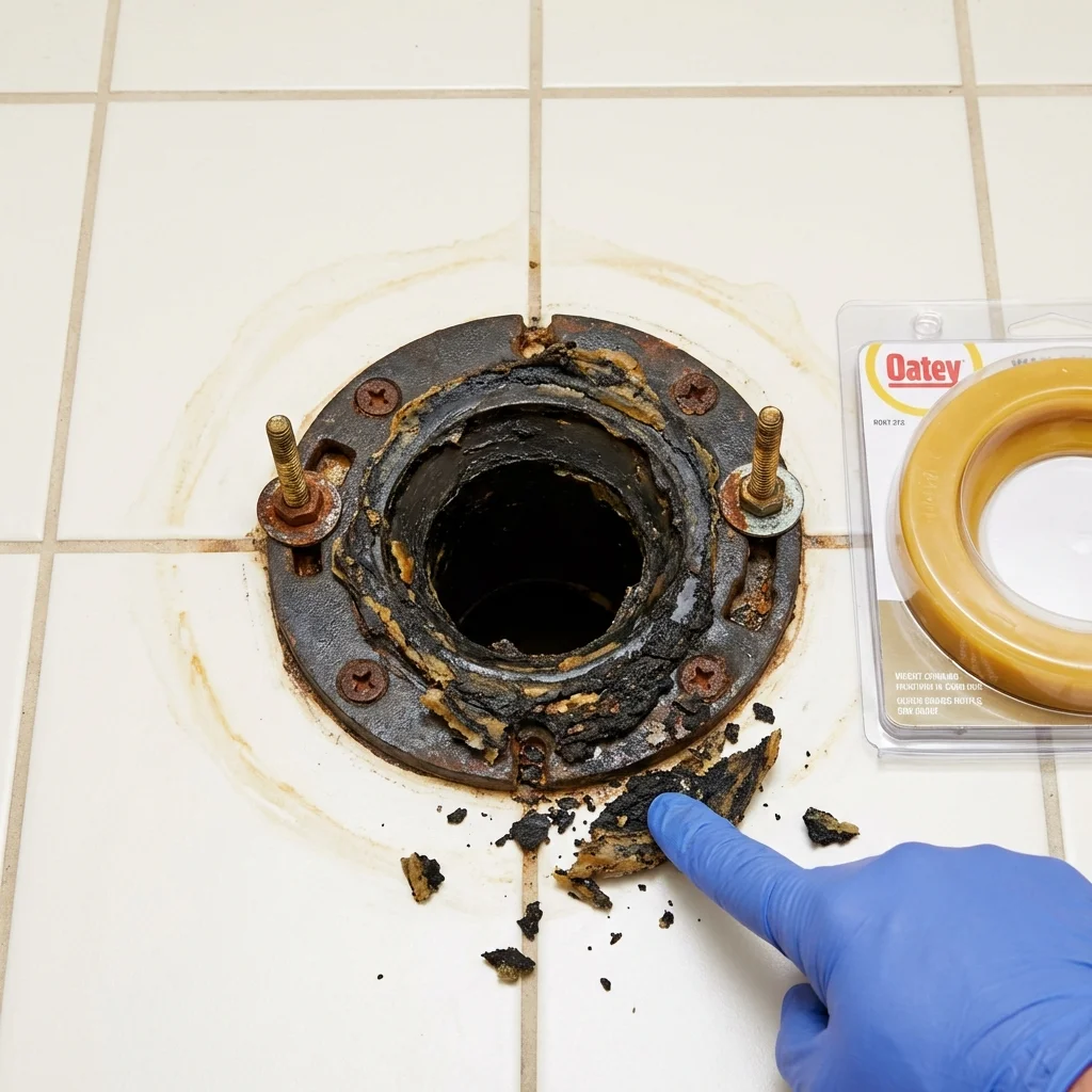 Failed wax ring showing water seepage at the base of a toilet in a Lahaina, HI home