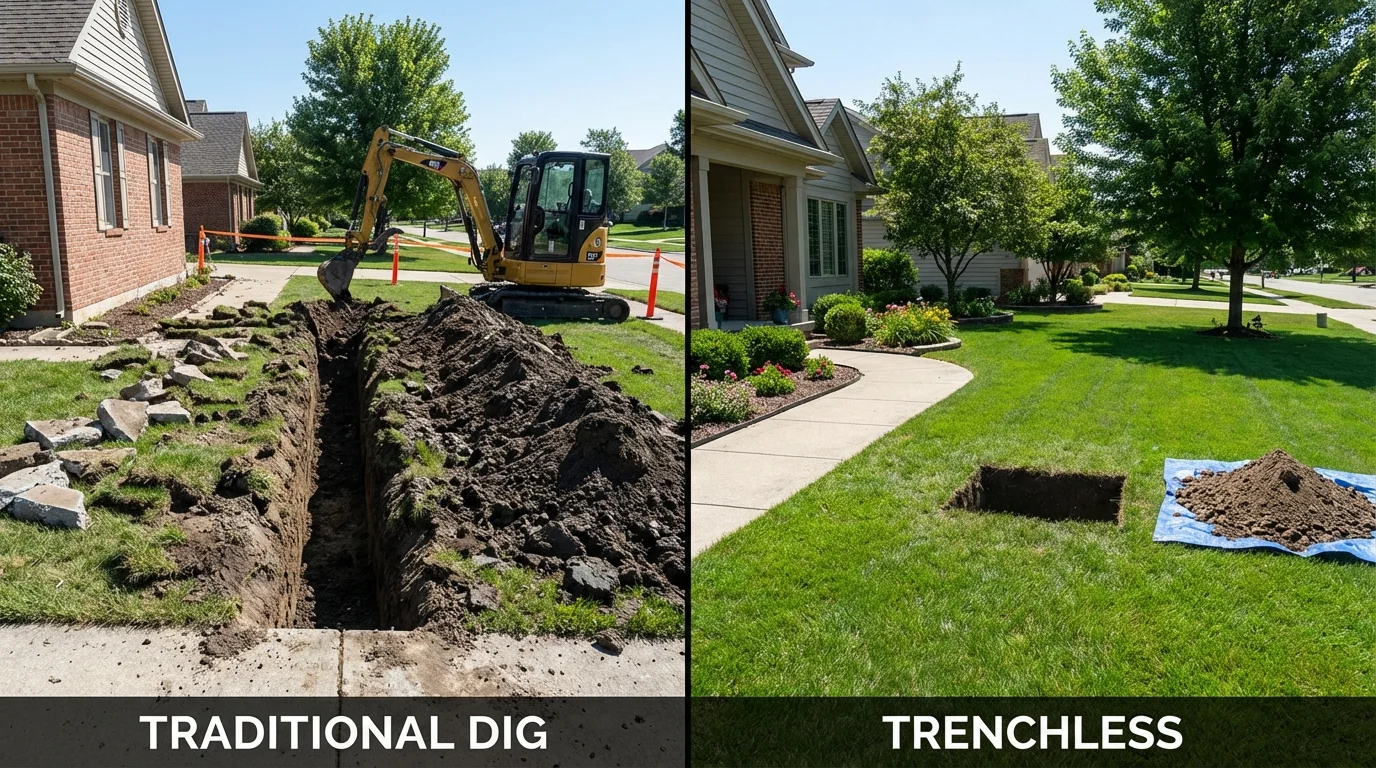 Trenchless sewer repair with minimal yard damage versus traditional excavation in Lahaina, HI